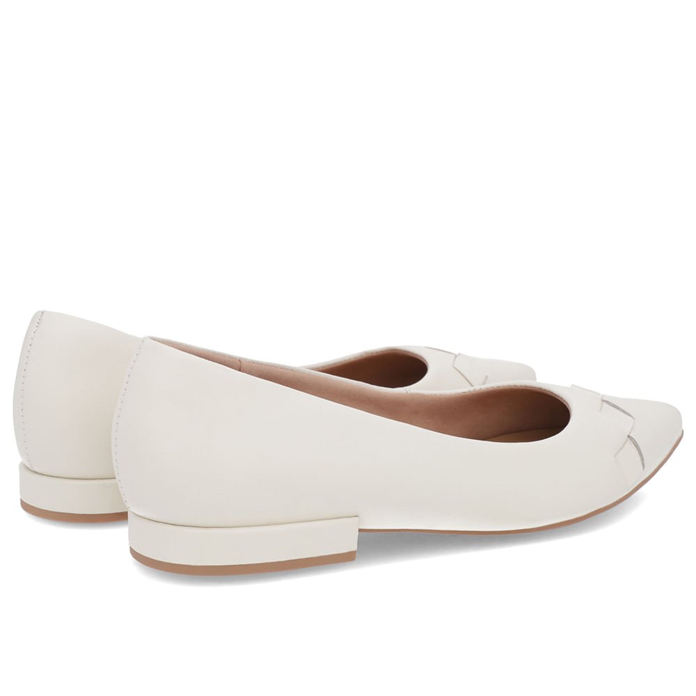 Sapatilha Branca Marfim Couro Salto Bloco Detalhe Branco 3