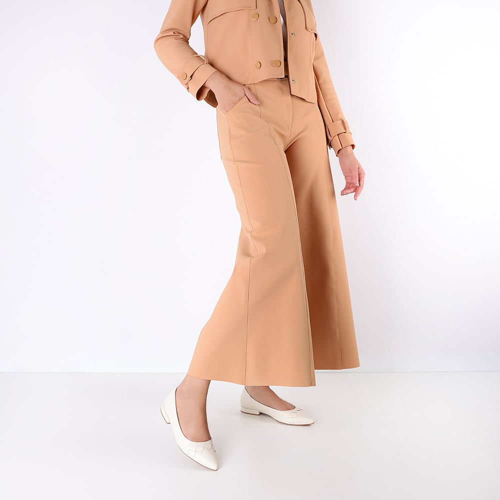 Sapatilha Branca Marfim Couro Salto Bloco Detalhe Branco 4