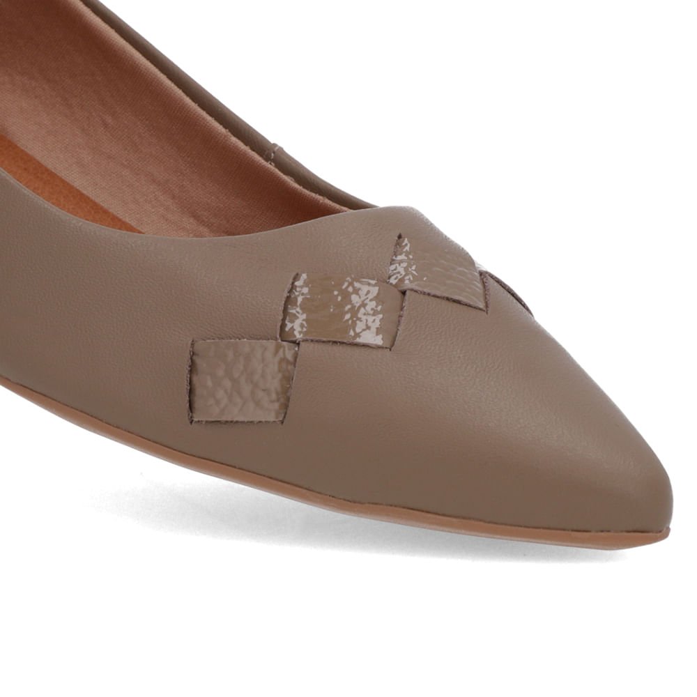 Sapatilha Marrom Couro Salto Bloco Detalhe Marrom 4