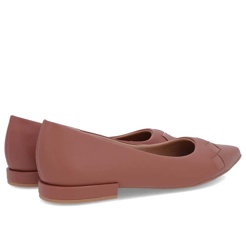 Sapatilha Rosa Couro Salto Bloco Detalhe Rosa 3