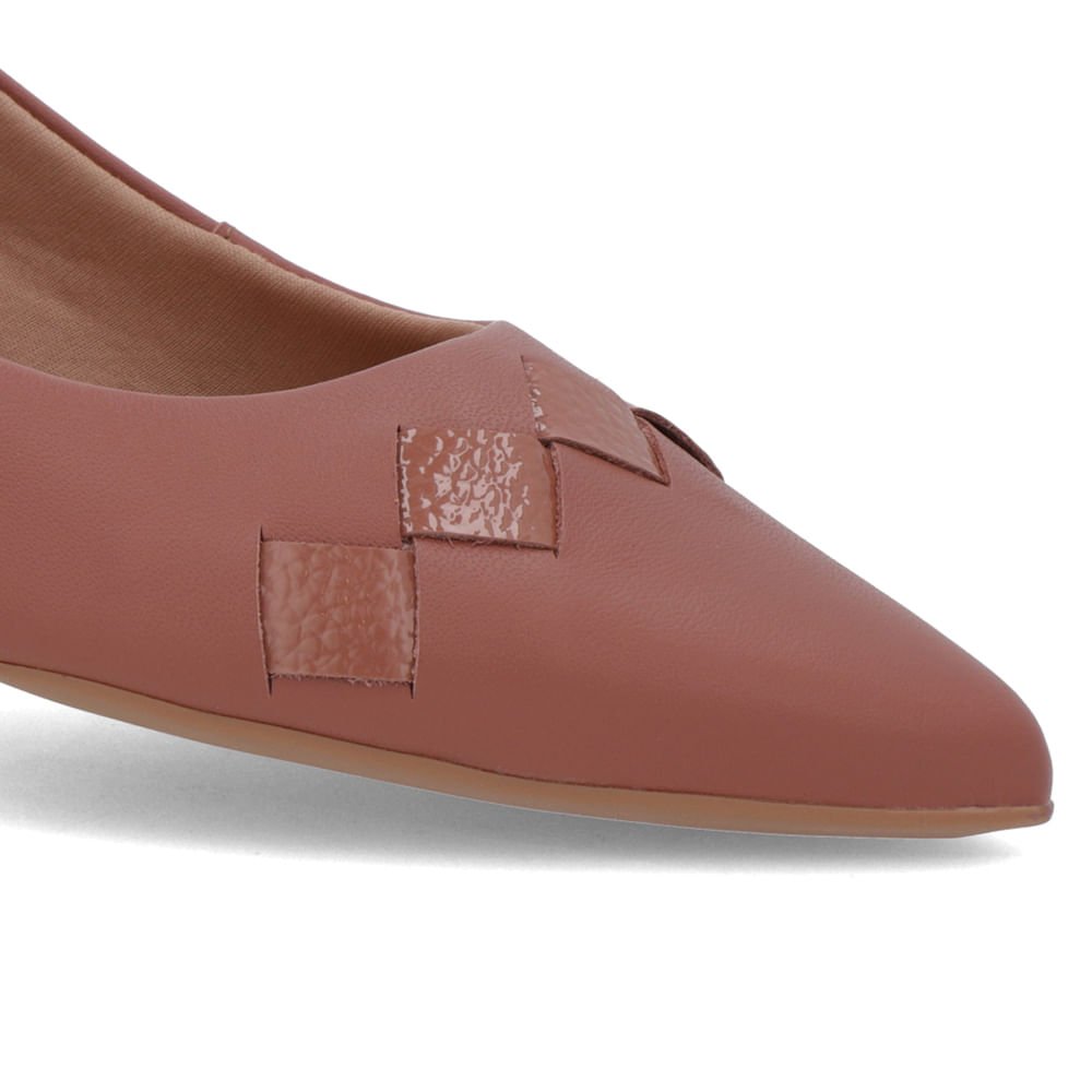 Sapatilha Rosa Couro Salto Bloco Detalhe Rosa 4