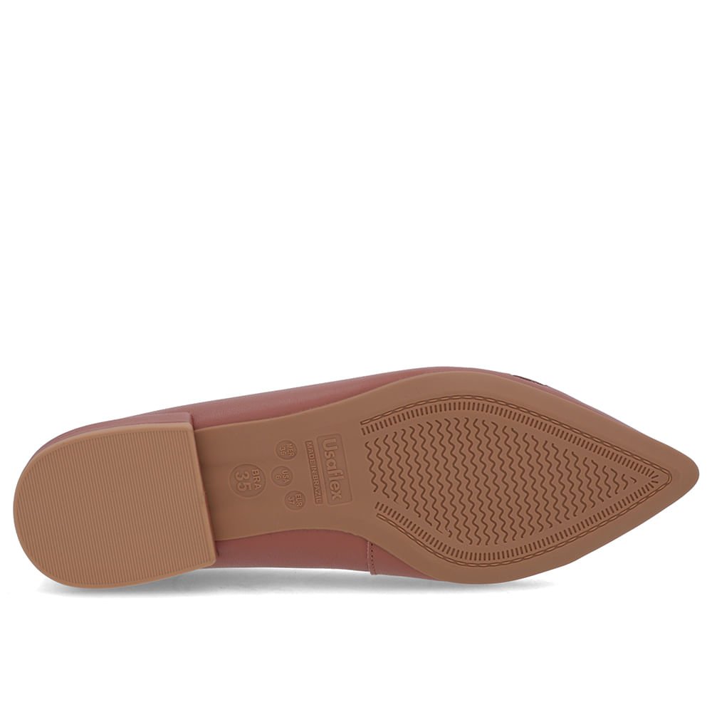 Sapatilha Rosa Couro Salto Bloco Detalhe Rosa 5