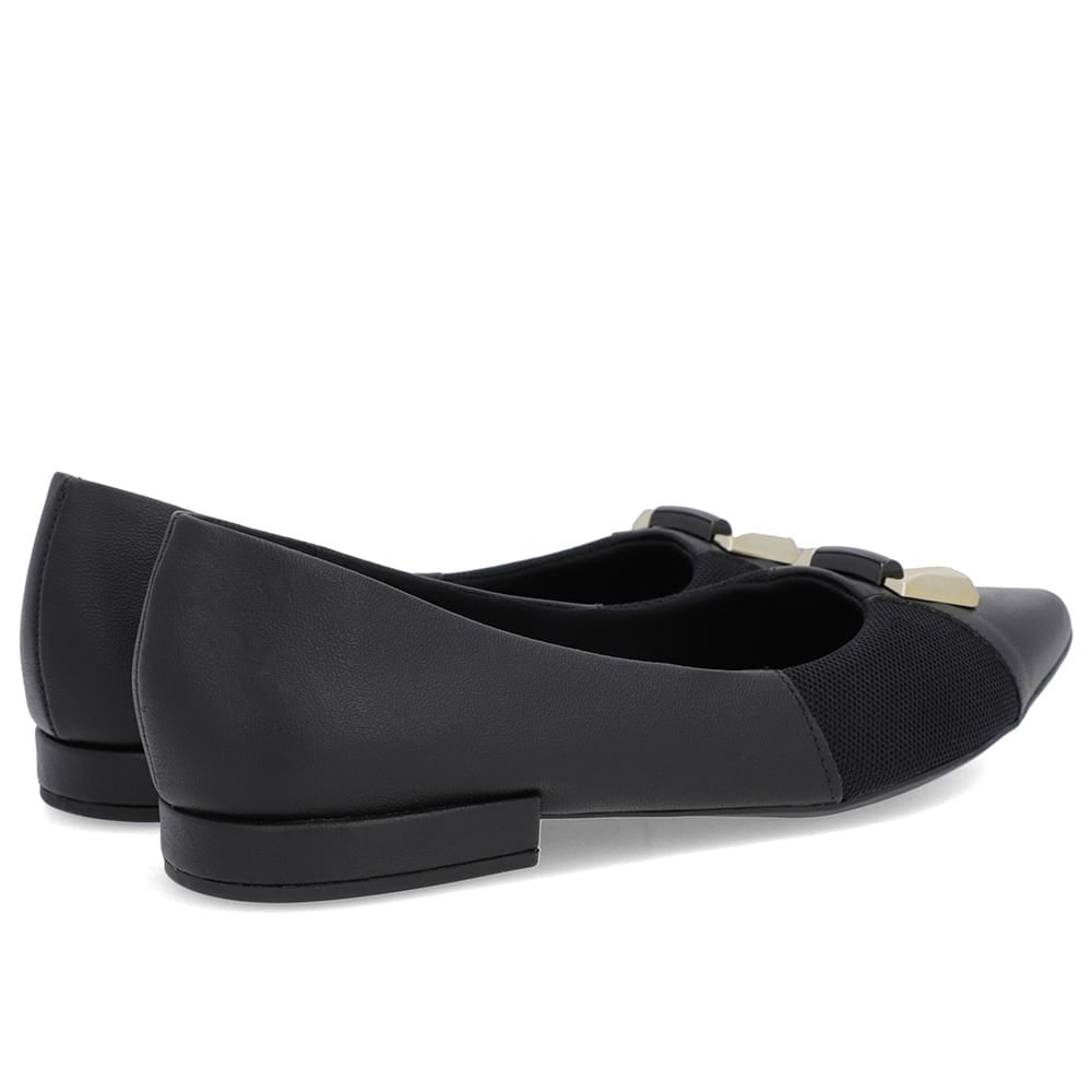 Sapatilha Preta Couro Lateral Tecido Preto 3