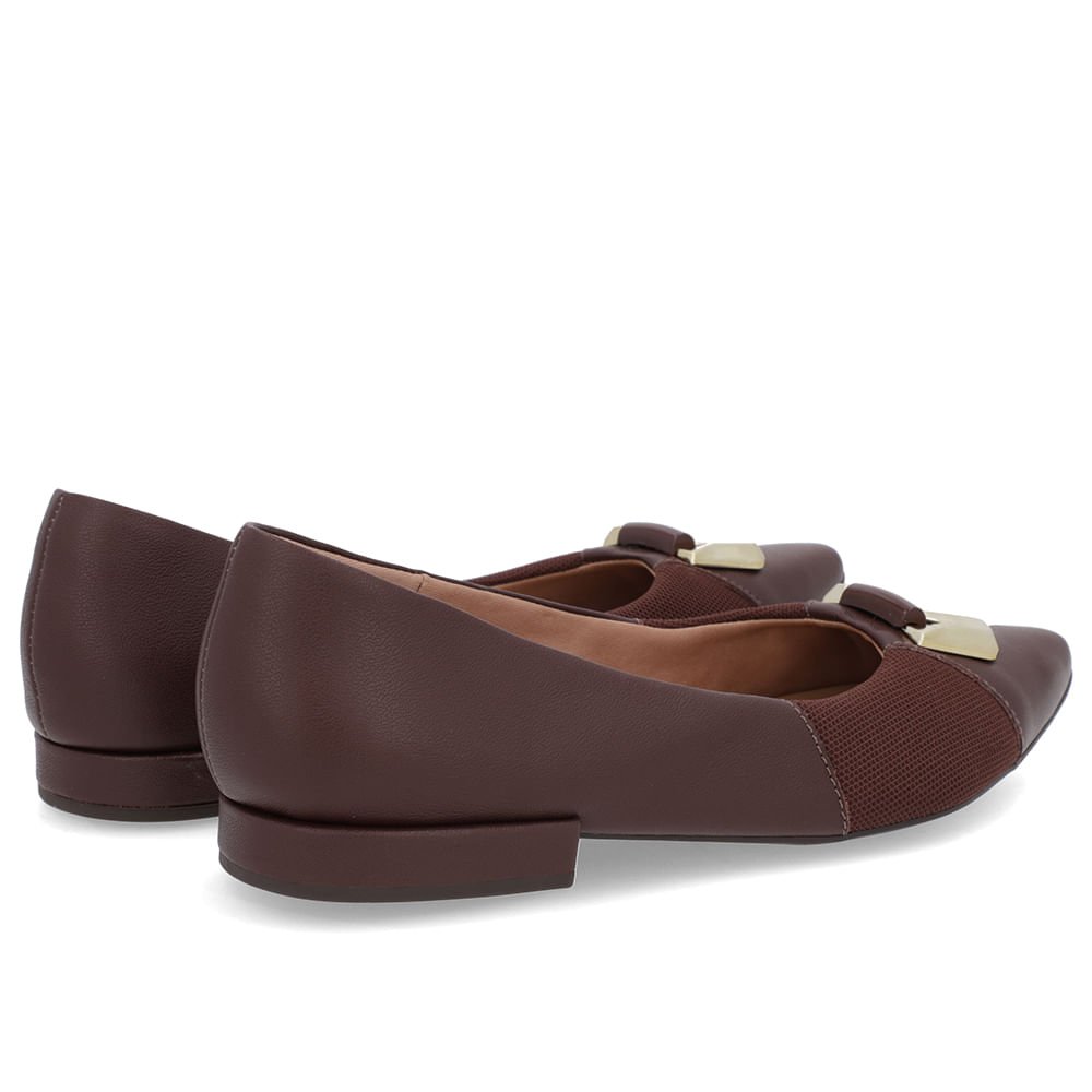 Sapatilha Marrom Pinhão Couro Lateral Tecido Marrom 3