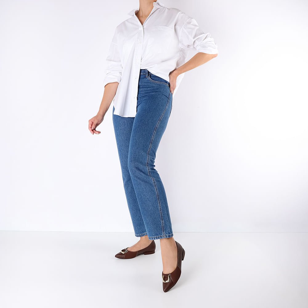 Sapatilha Marrom Pinhão Couro Lateral Tecido Marrom 4