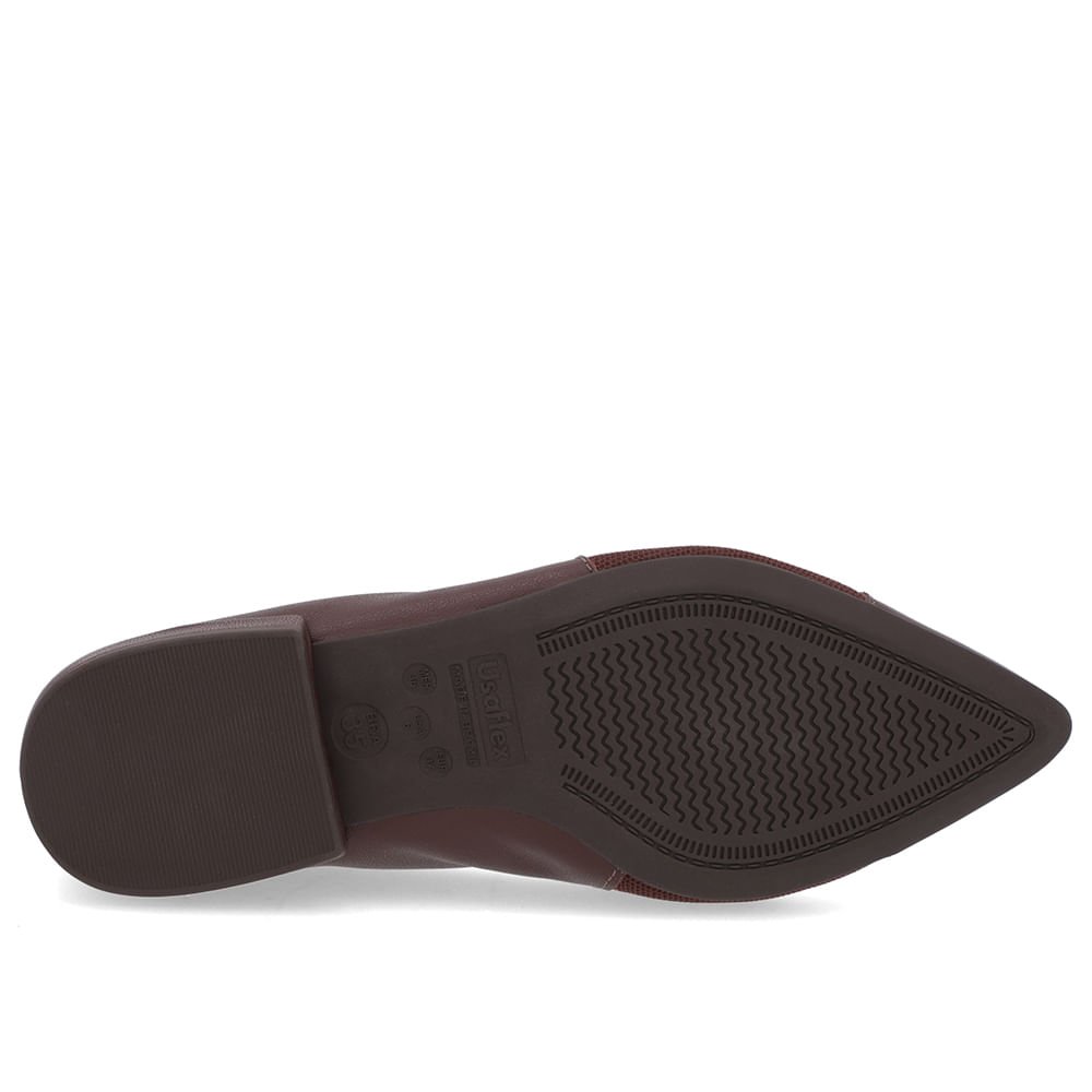 Sapatilha Marrom Pinhão Couro Lateral Tecido Marrom 5