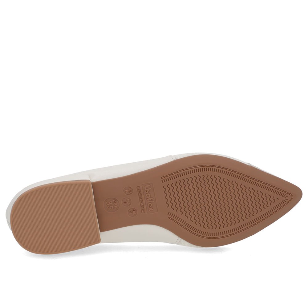 Sapatilha Branca Marfim Couro Lateral Tecido Branco 5