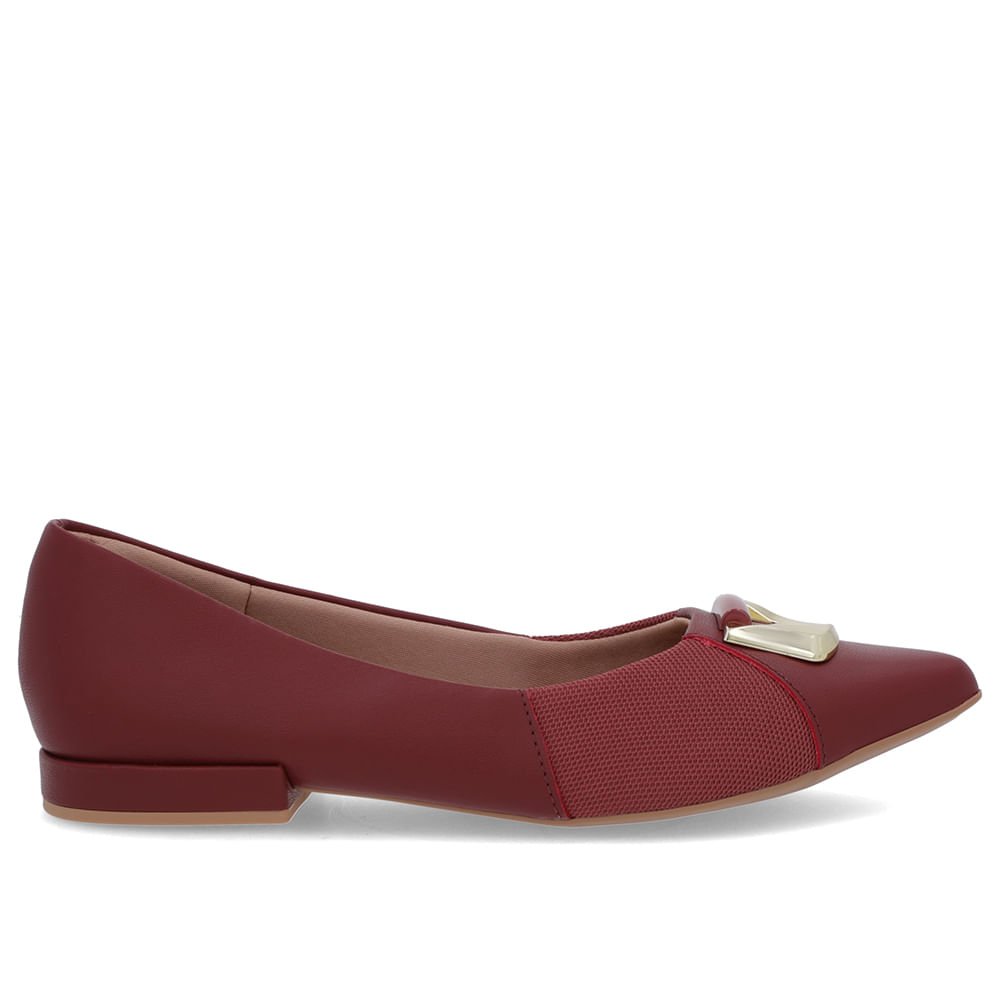 Sapatilha Vermelha Couro Lateral Tecido