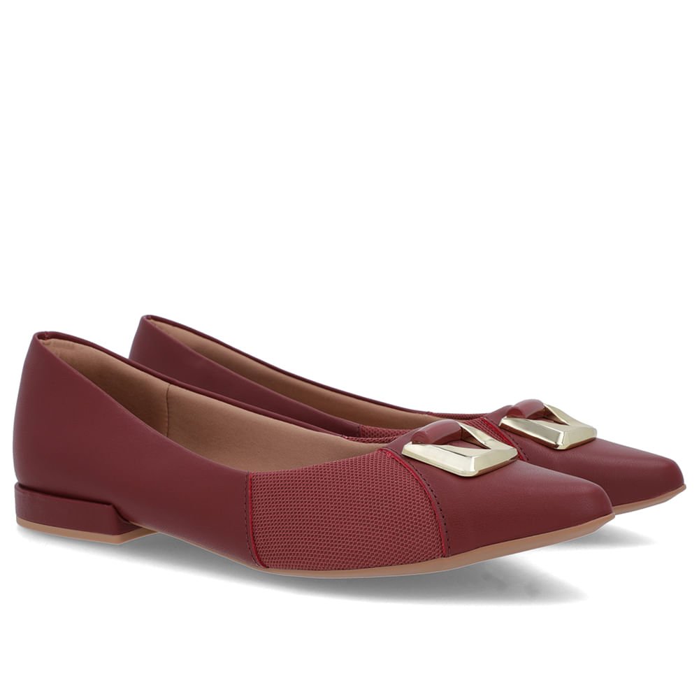 Sapatilha Vermelha Couro Lateral Tecido Vermelho 2