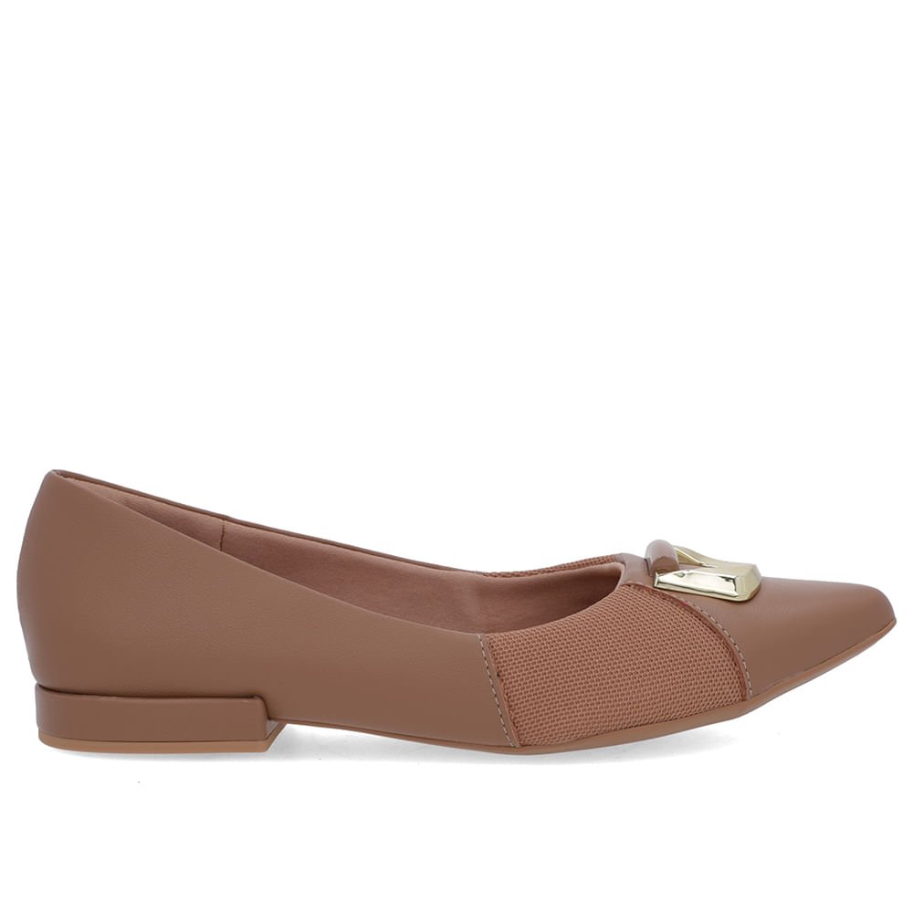 Sapatilha Marrom Couro Lateral Tecido