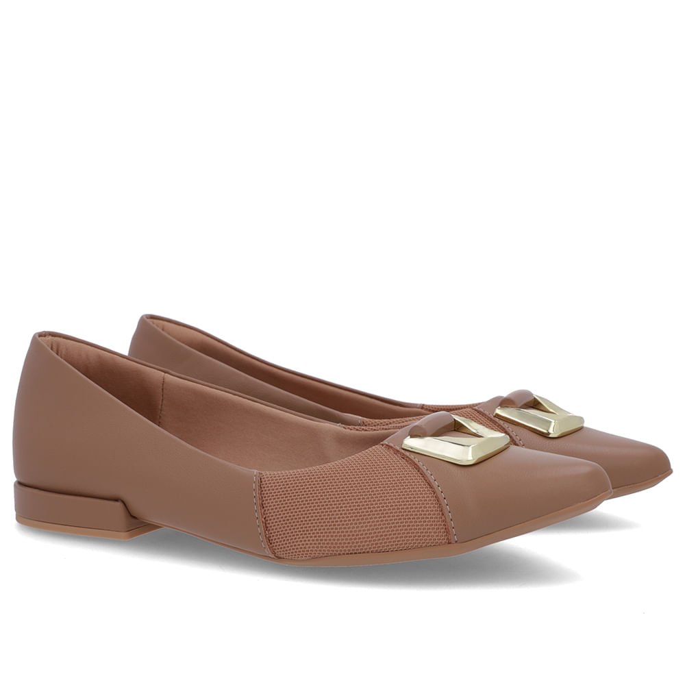 Sapatilha Marrom Couro Lateral Tecido Marrom 2