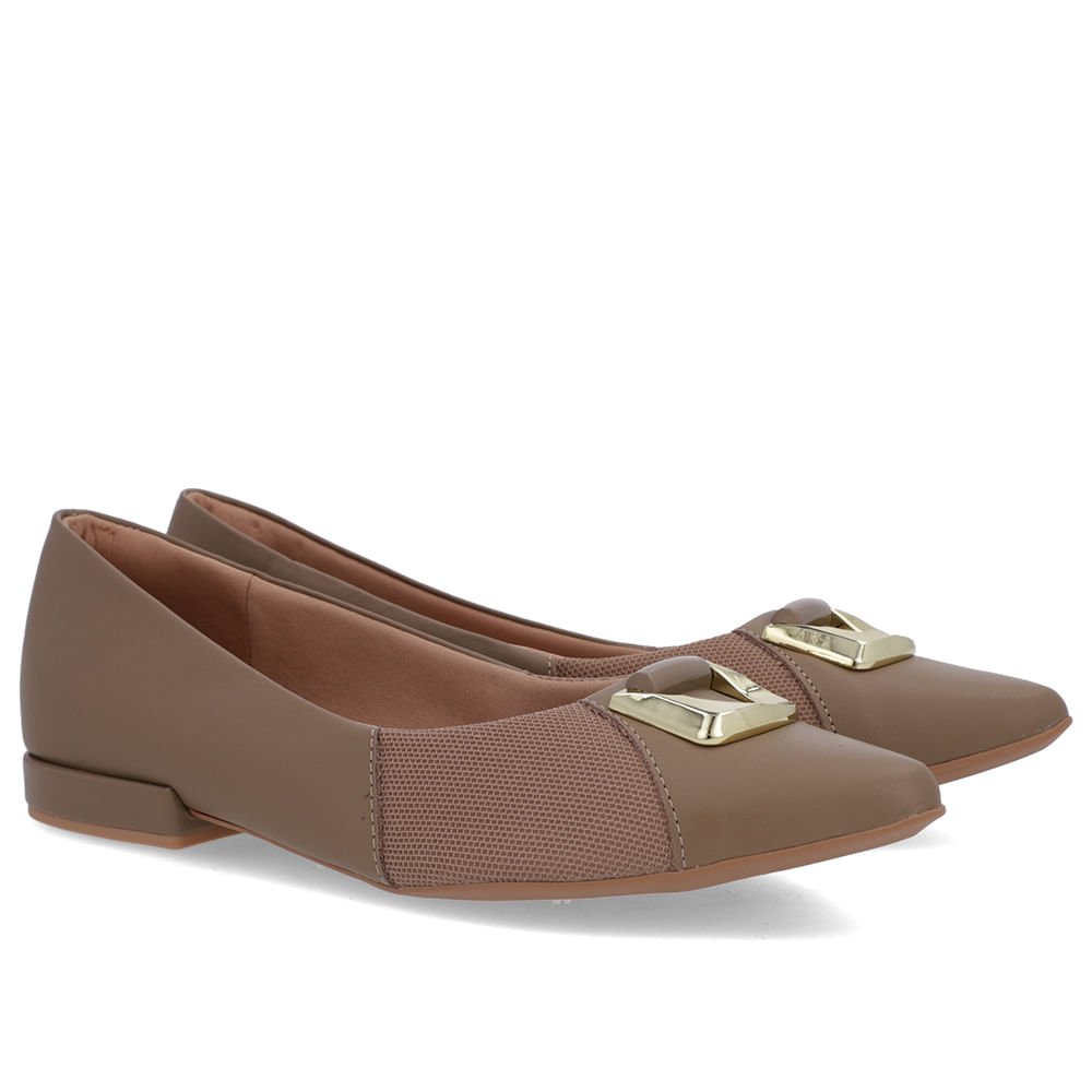 Sapatilha Marrom Couro Lateral Tecido Marrom 2