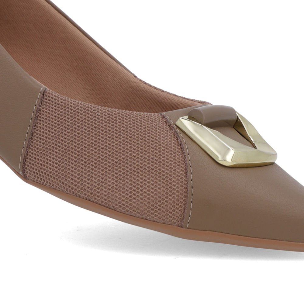 Sapatilha Marrom Couro Lateral Tecido Marrom 4