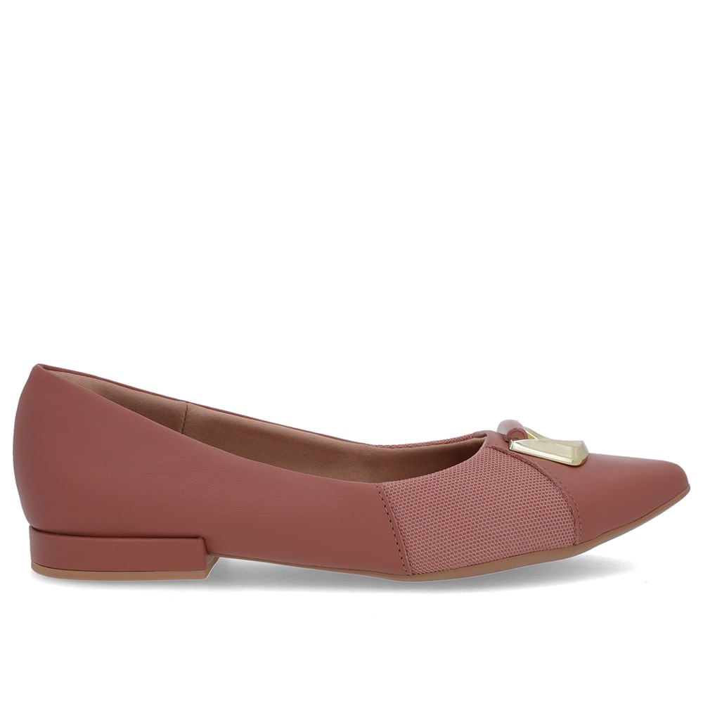 Sapatilha Rosa Couro Lateral Tecido