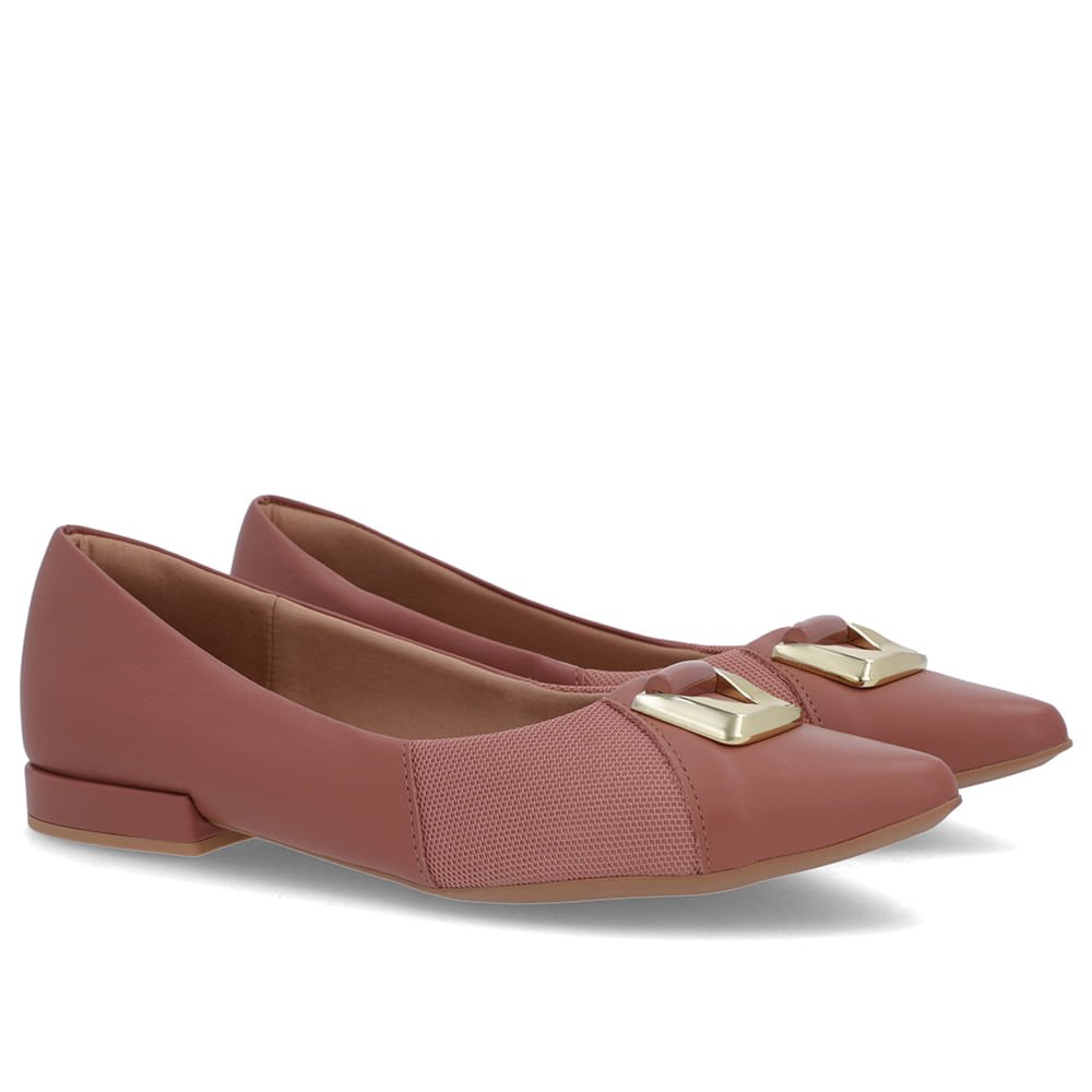 Sapatilha Rosa Couro Lateral Tecido Rosa 2