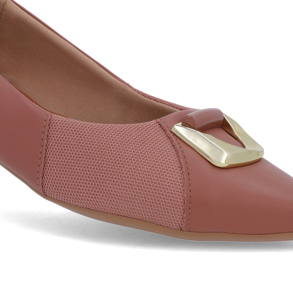 Sapatilha Rosa Couro Lateral Tecido Rosa 4
