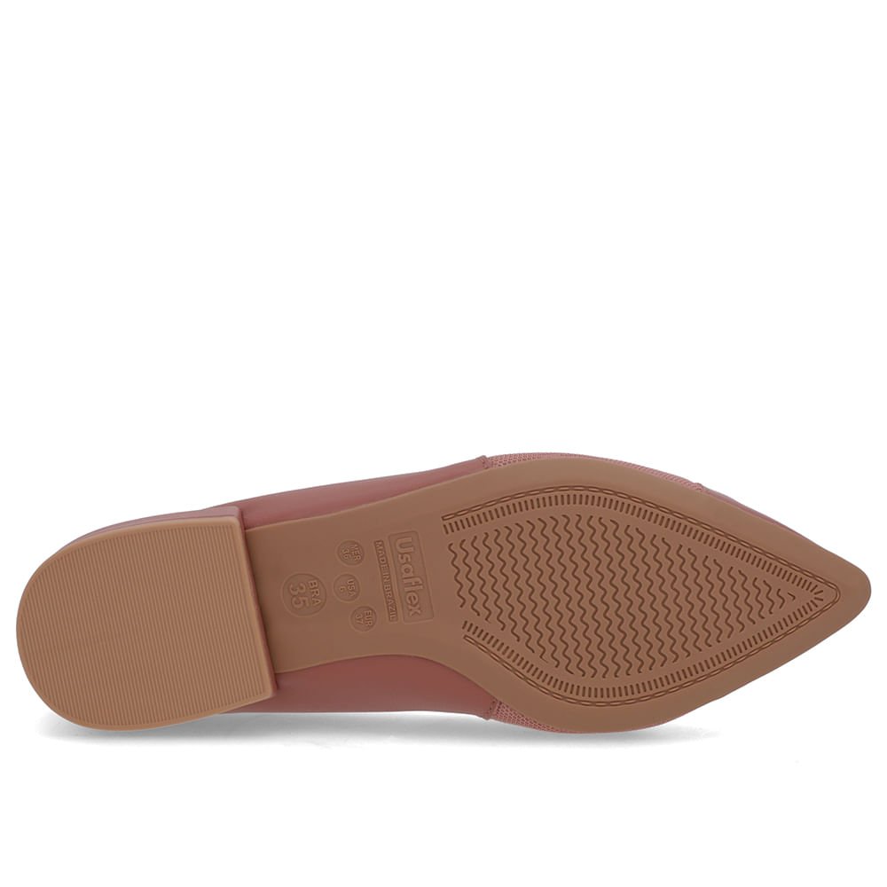 Sapatilha Rosa Couro Lateral Tecido Rosa 5