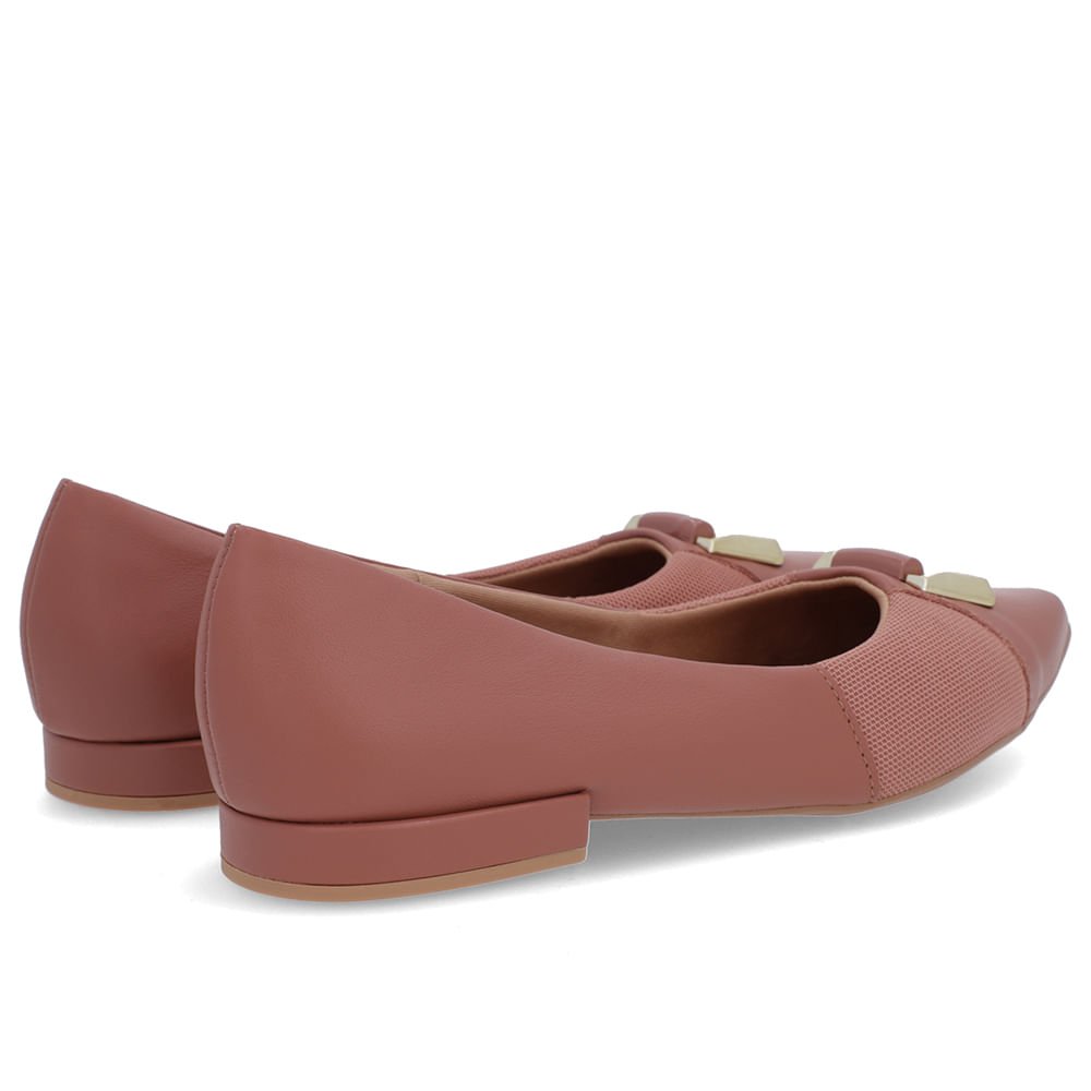 Sapatilha Rosa Couro Lateral Tecido Rosa 3