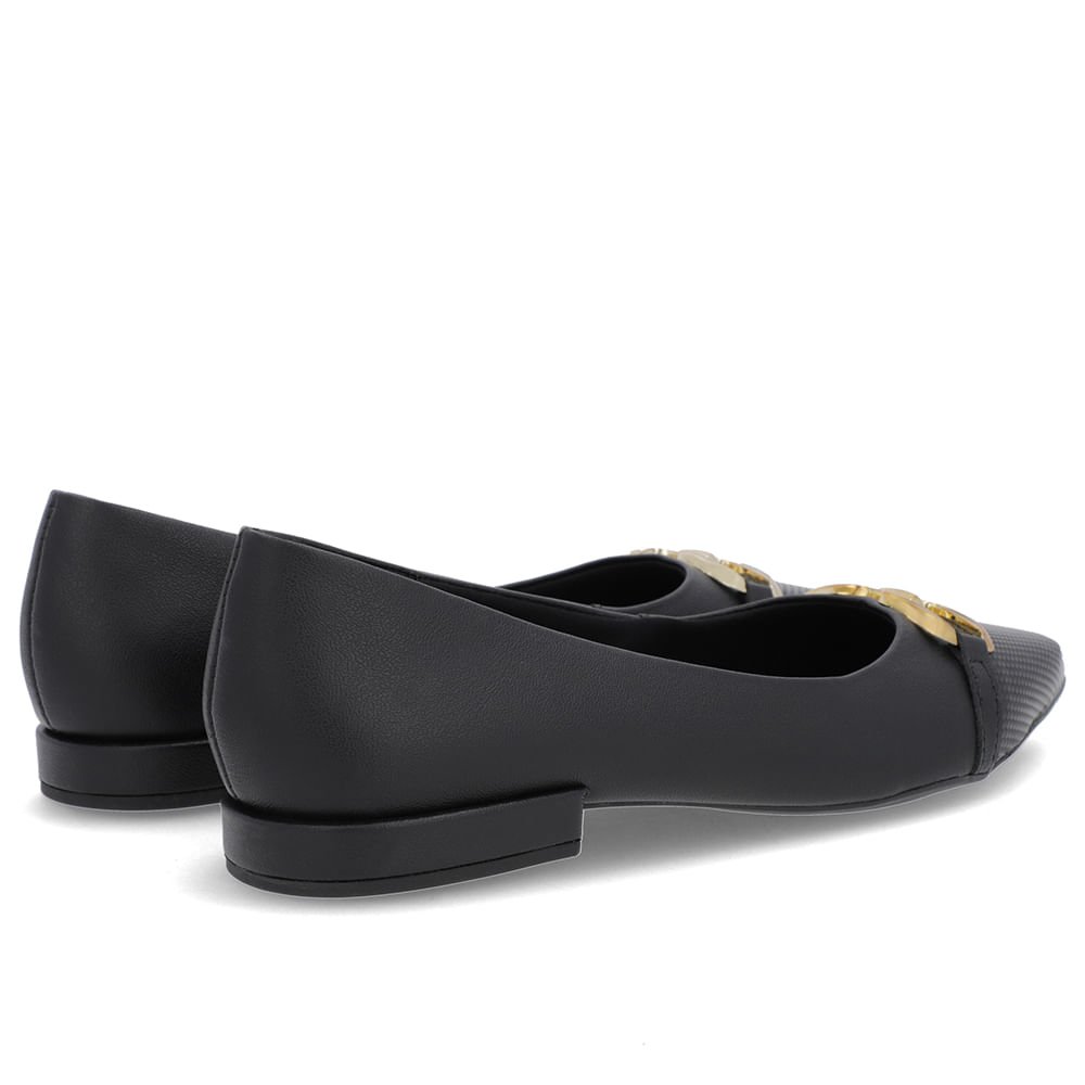 Sapatilha Preta Couro Bico Fino Preto 3