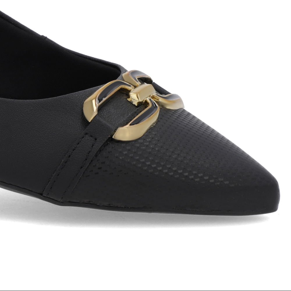 Sapatilha Preta Couro Bico Fino Preto 4