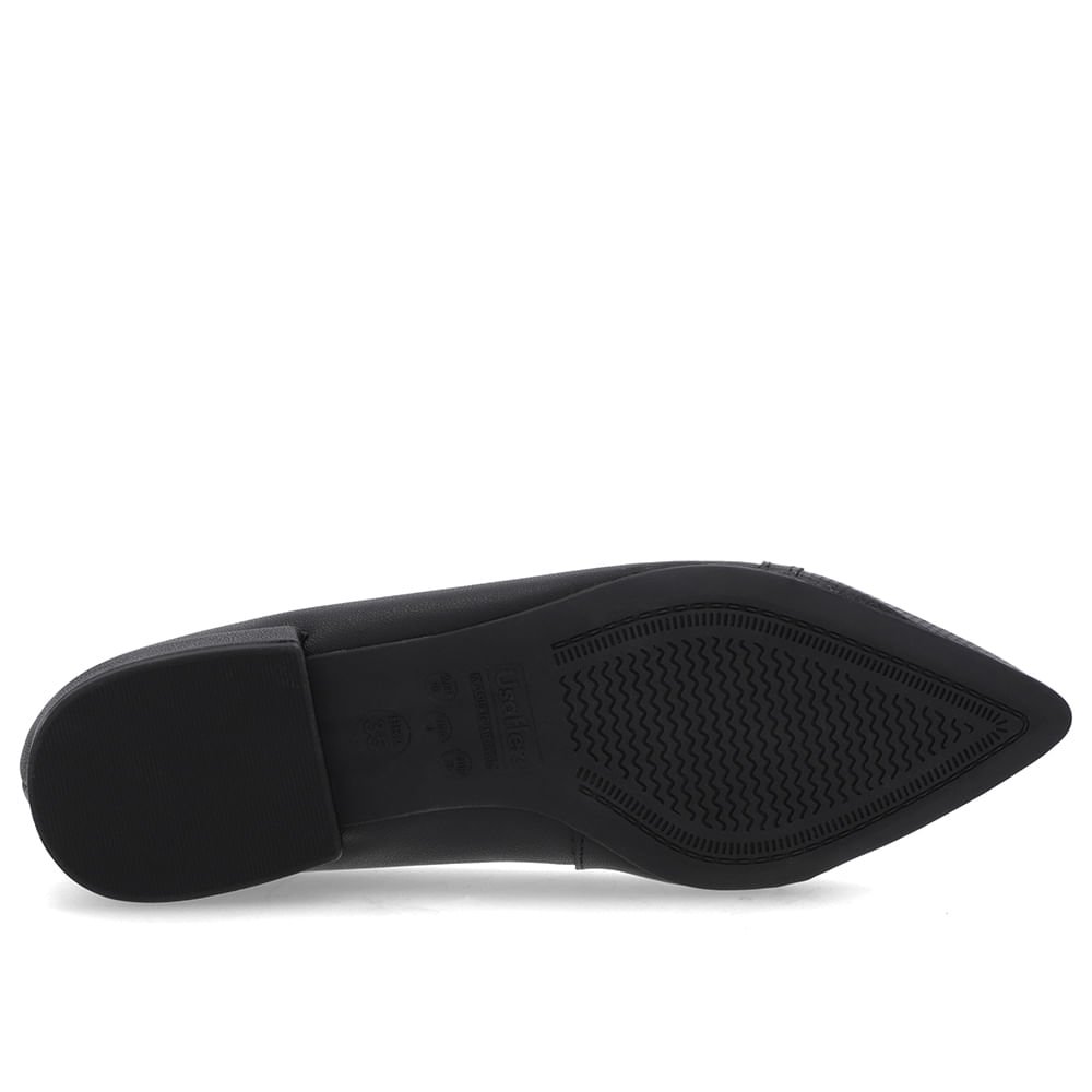 Sapatilha Preta Couro Bico Fino Preto 5