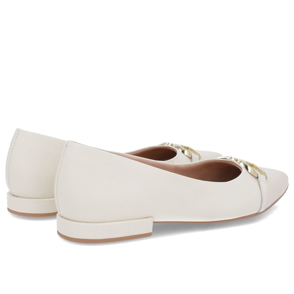 Sapatilha Branca Marfim Couro Bico Fino Branco 3