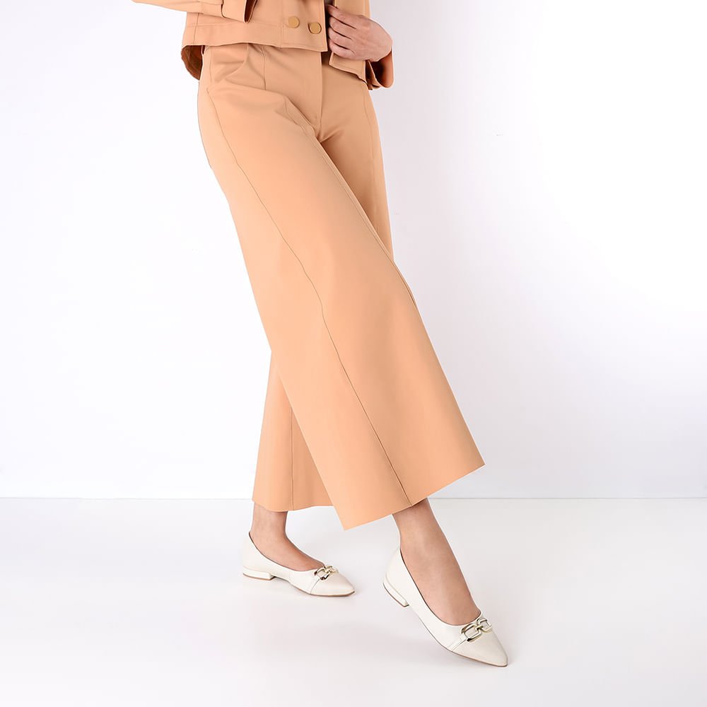 Sapatilha Branca Marfim Couro Bico Fino Branco 4