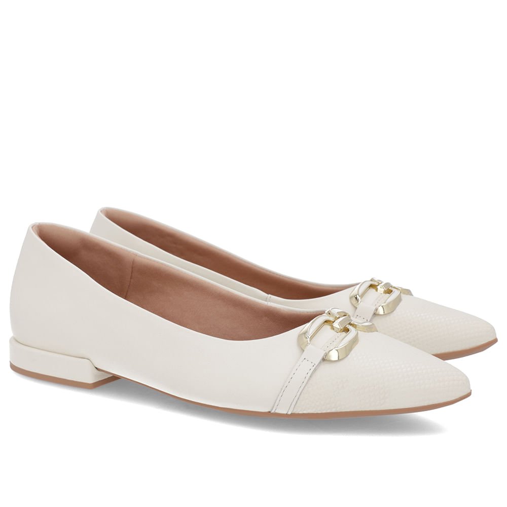 Sapatilha Branca Marfim Couro Bico Fino Branco 2