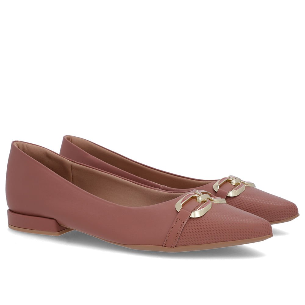 Sapatilha Rosa Couro Bico Fino Rosa 2