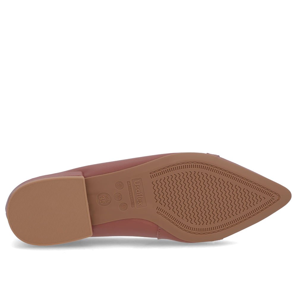 Sapatilha Rosa Couro Bico Fino Rosa 5