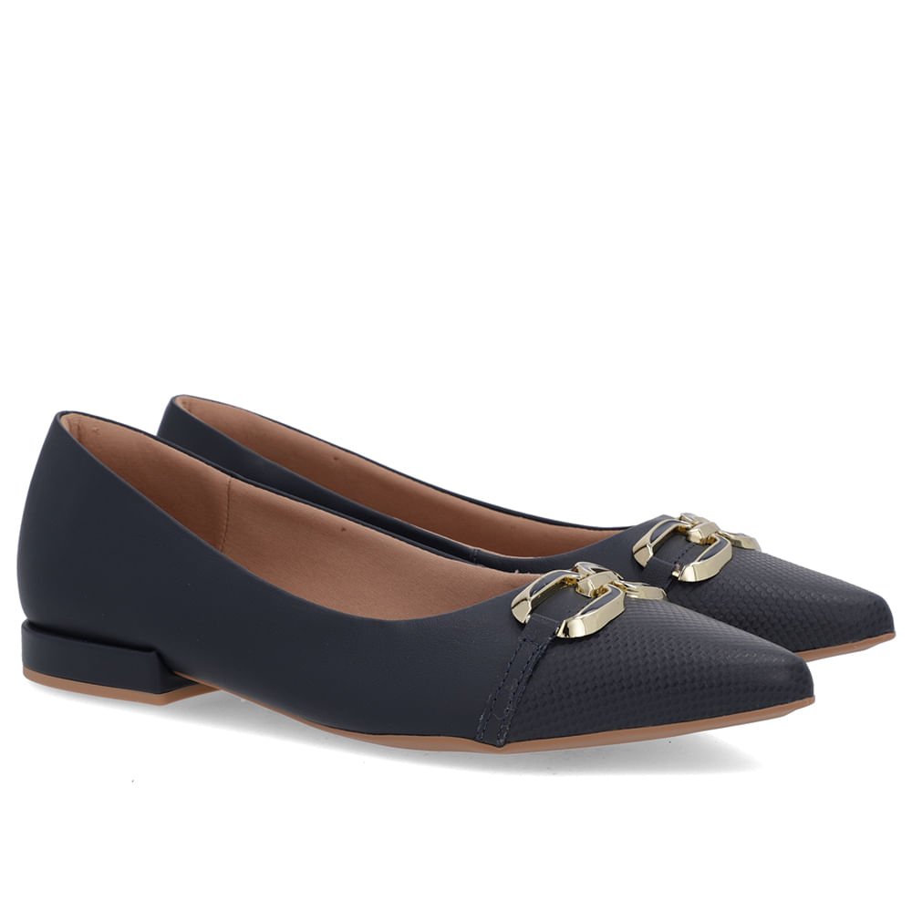 Sapatilha Azul Couro Bico Fino Azul 2