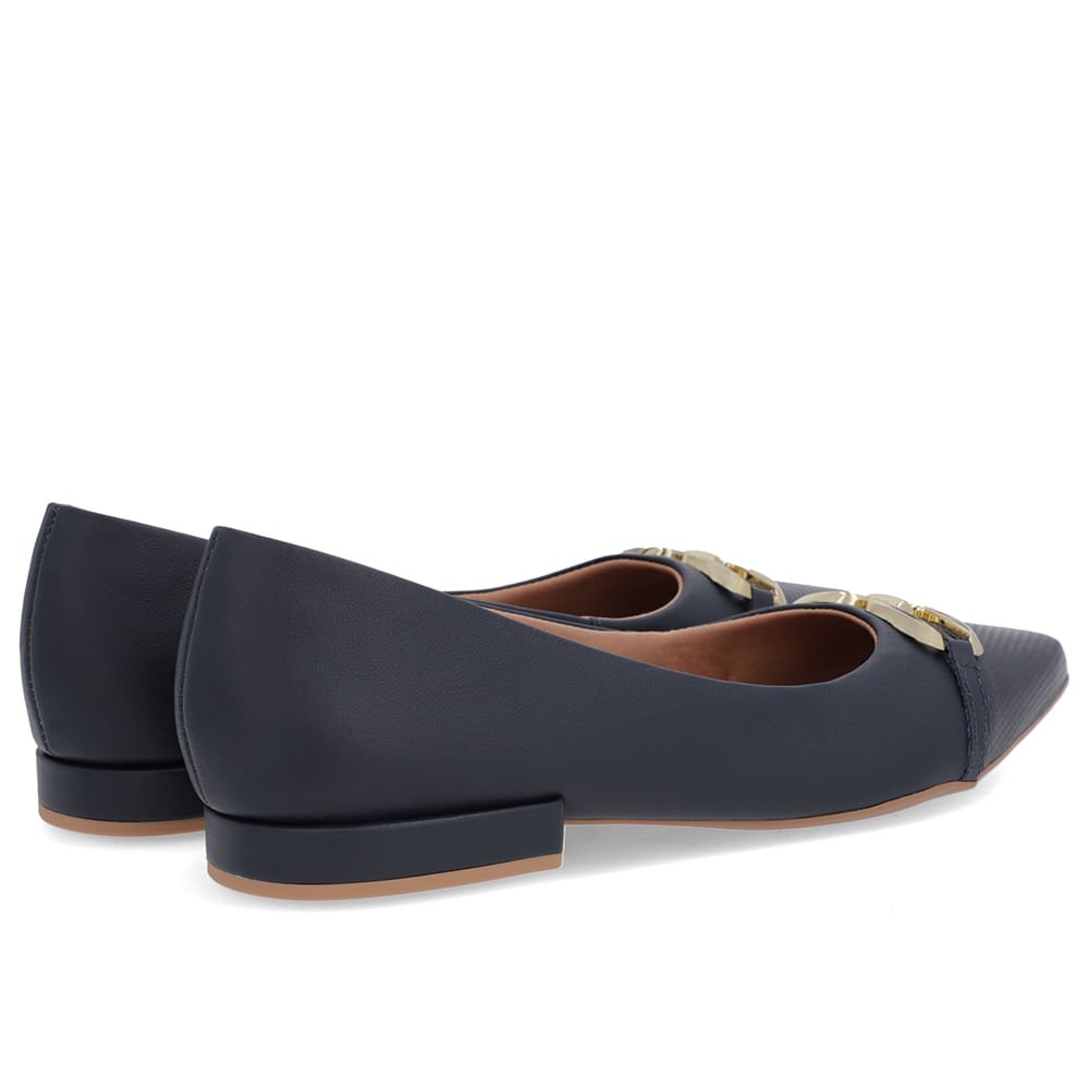 Sapatilha Azul Couro Bico Fino Azul 3