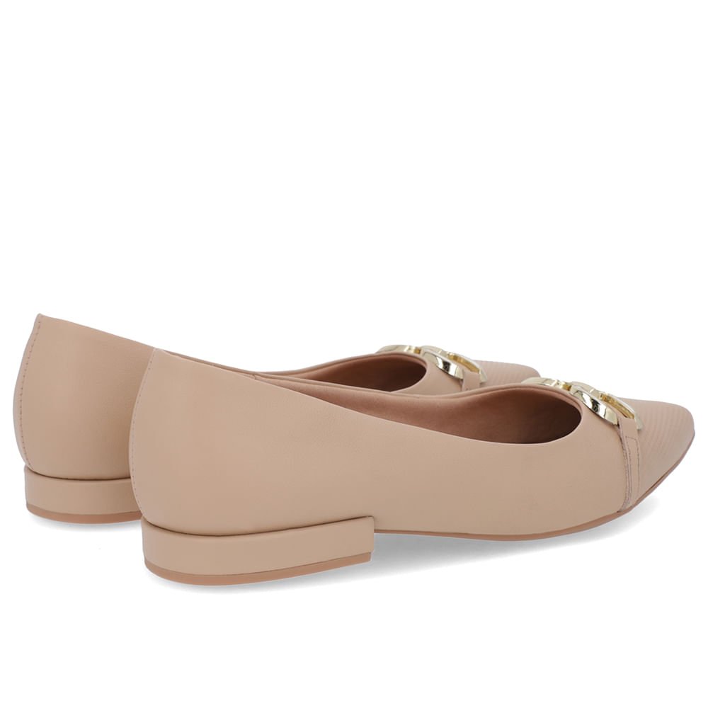 Sapatilha Bege Couro Bico Fino Bege 3