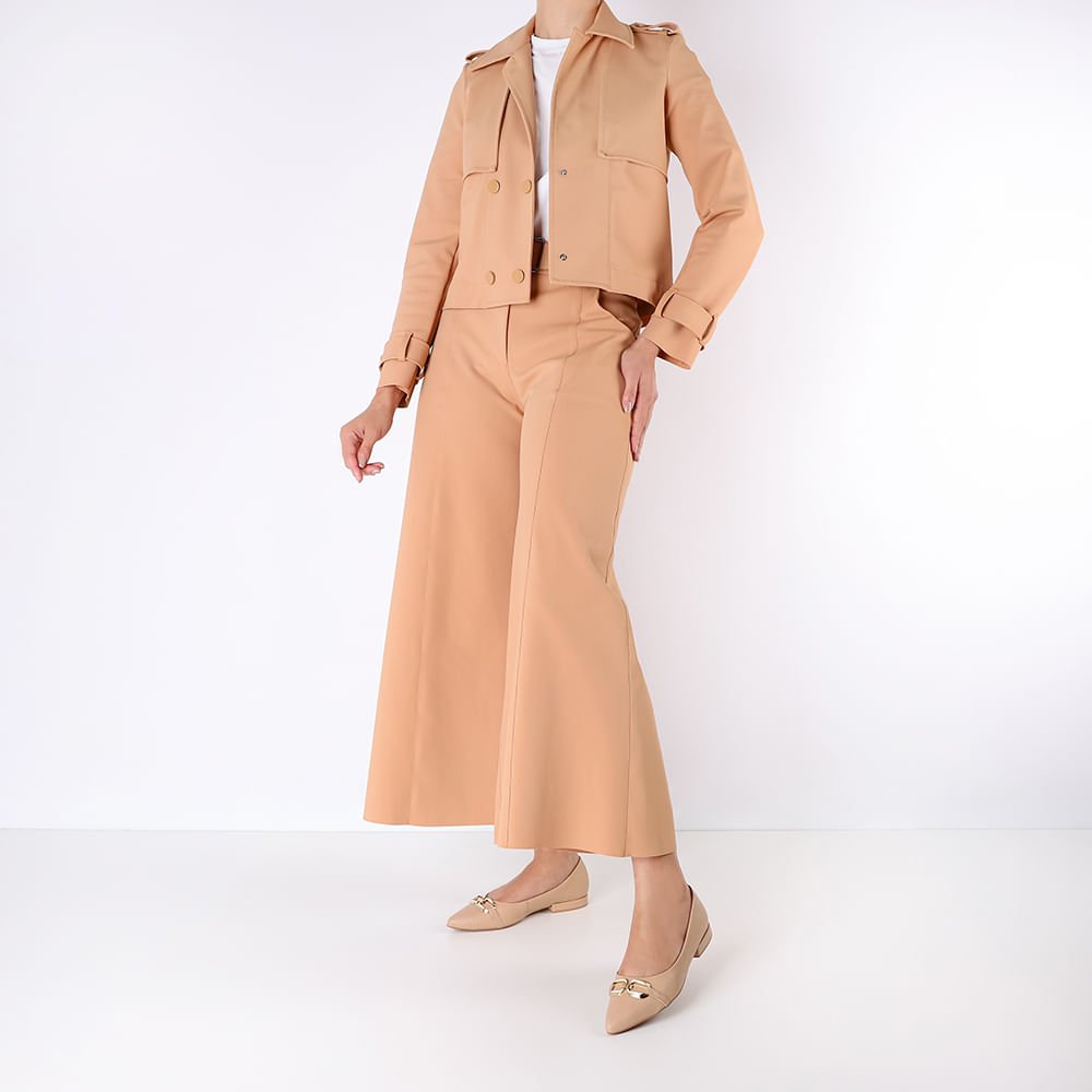 Sapatilha Bege Couro Bico Fino Bege 4