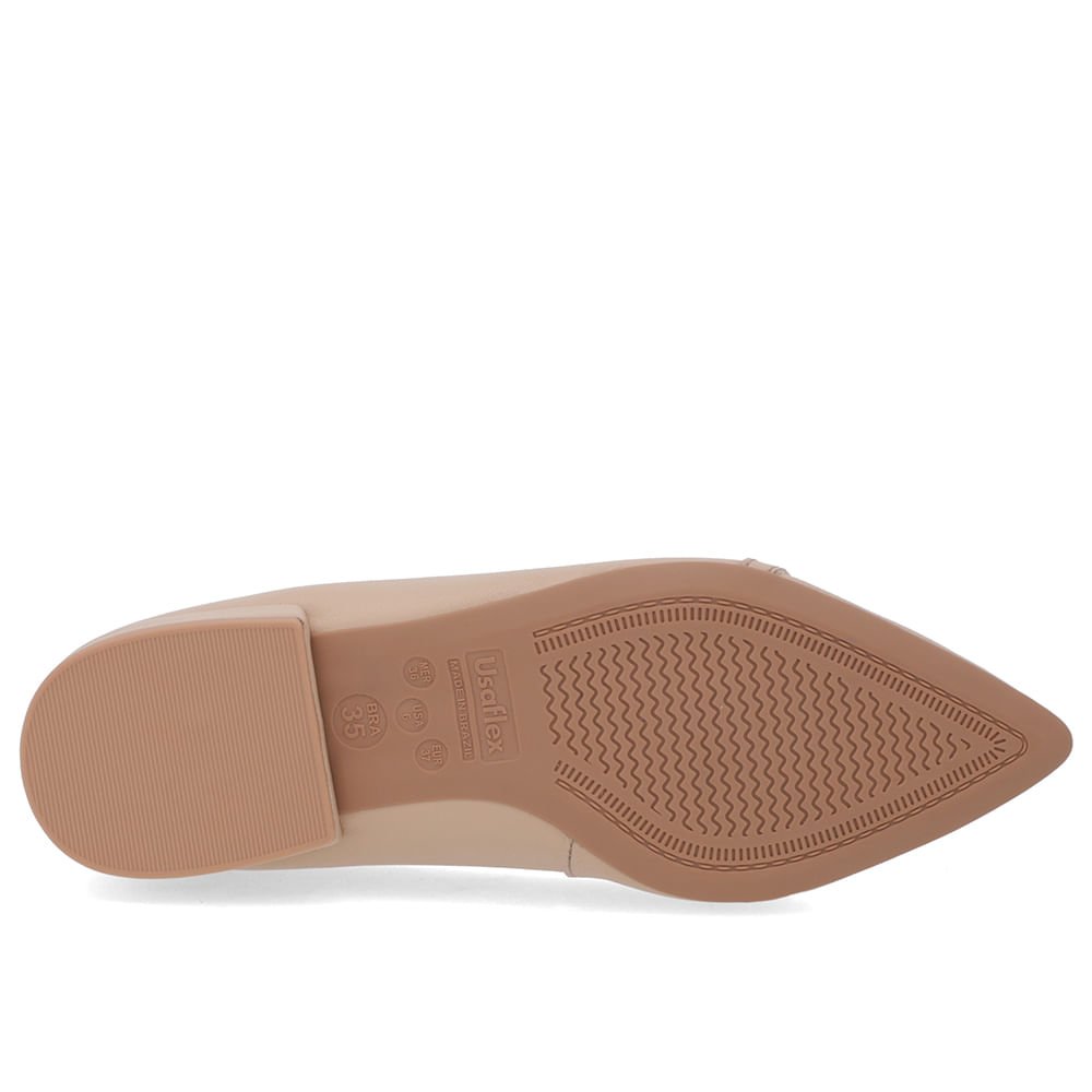 Sapatilha Bege Couro Bico Fino Bege 5