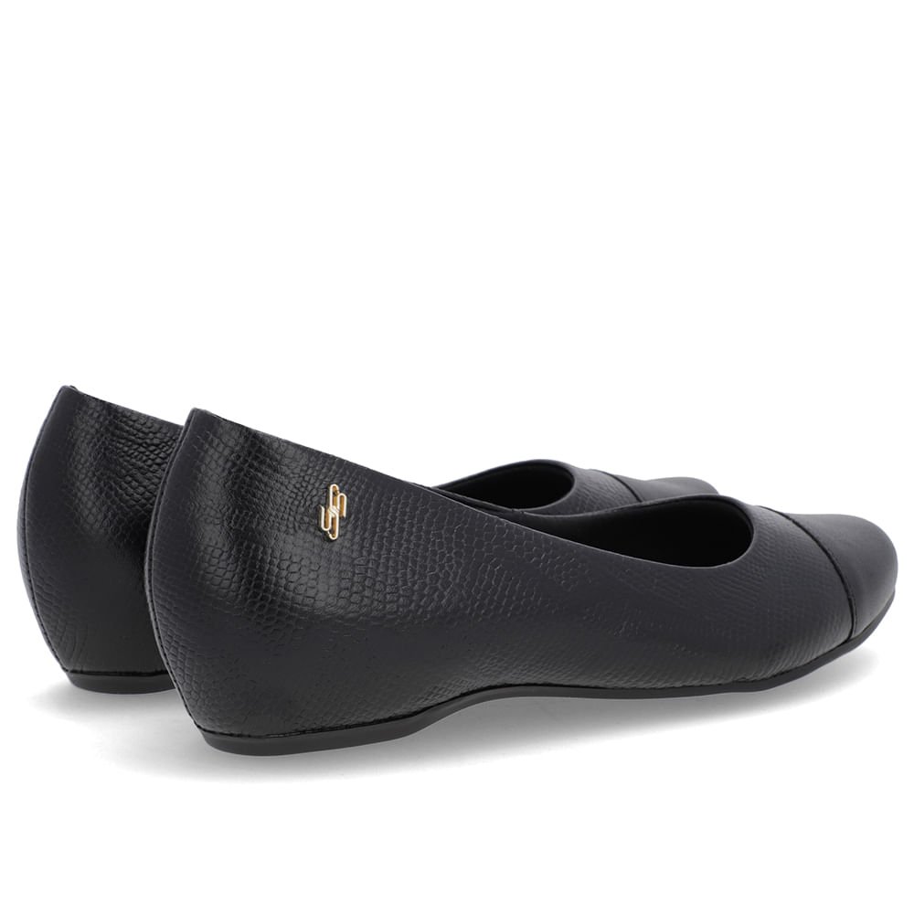 Sapatilha Preta Couro Salto Embutido Preto 3