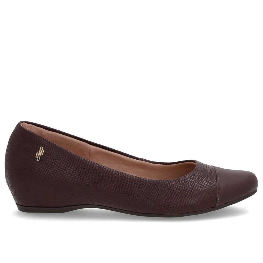 Sapatilha Marrom Pinhão Couro Salto Embutido