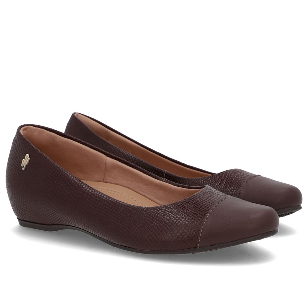 Sapatilha Marrom Pinhão Couro Salto Embutido Marrom 2