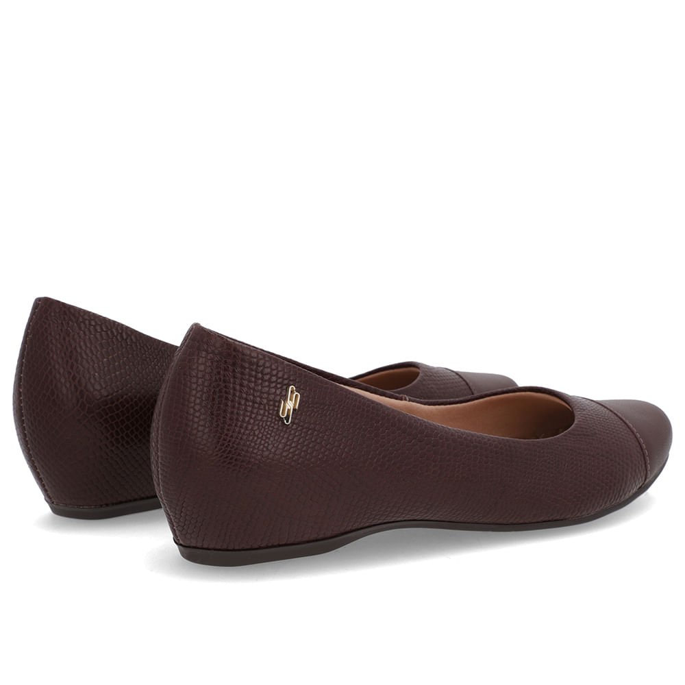 Sapatilha Marrom Pinhão Couro Salto Embutido Marrom 3