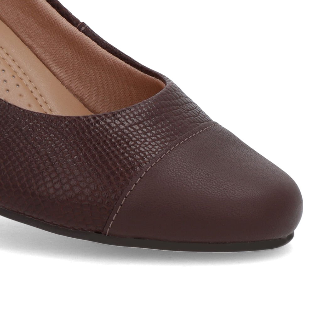 Sapatilha Marrom Pinhão Couro Salto Embutido Marrom 4