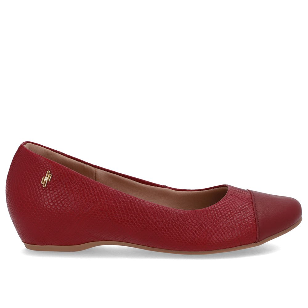 Sapatilha Vermelha Couro Salto Embutido