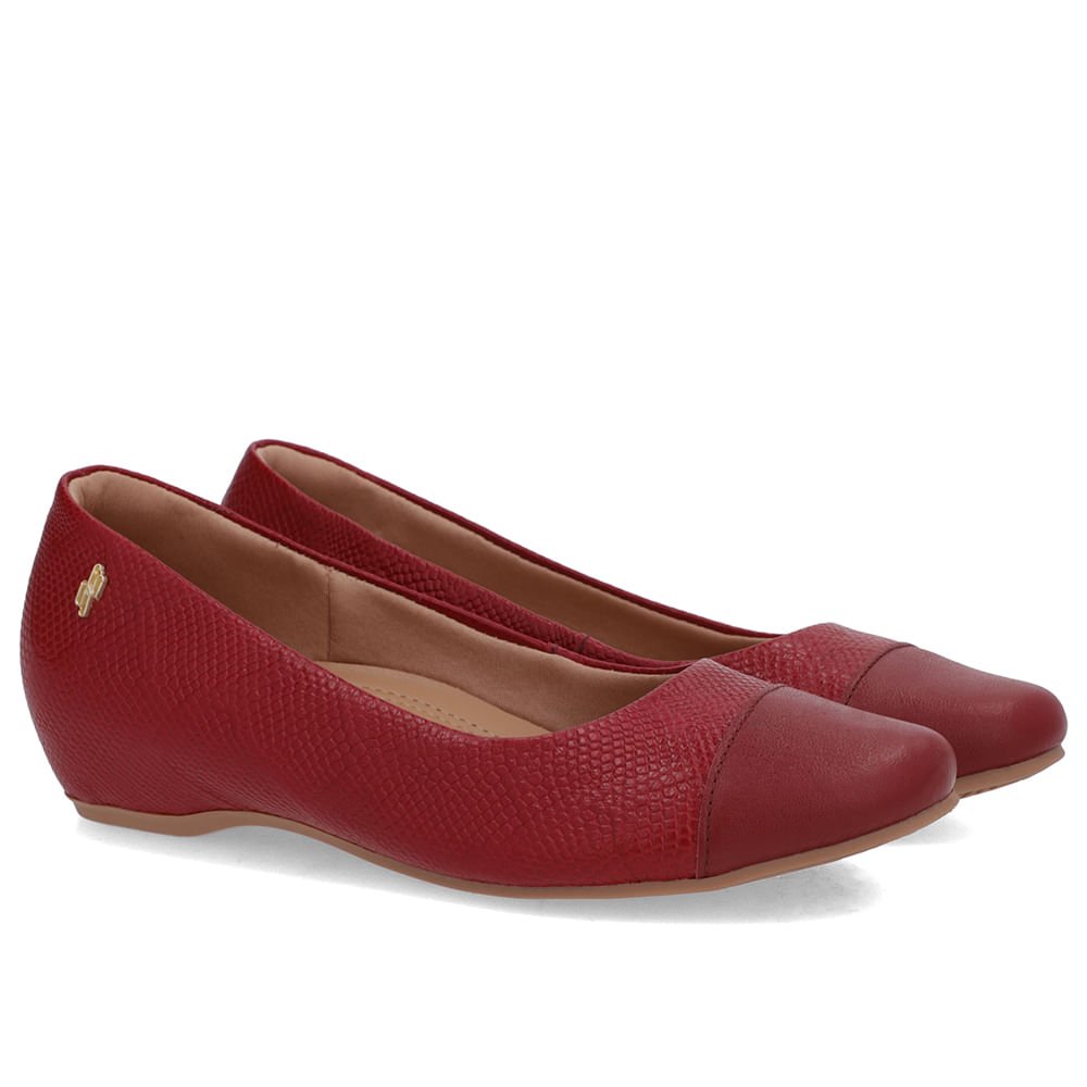 Sapatilha Vermelha Couro Salto Embutido Vermelho 2