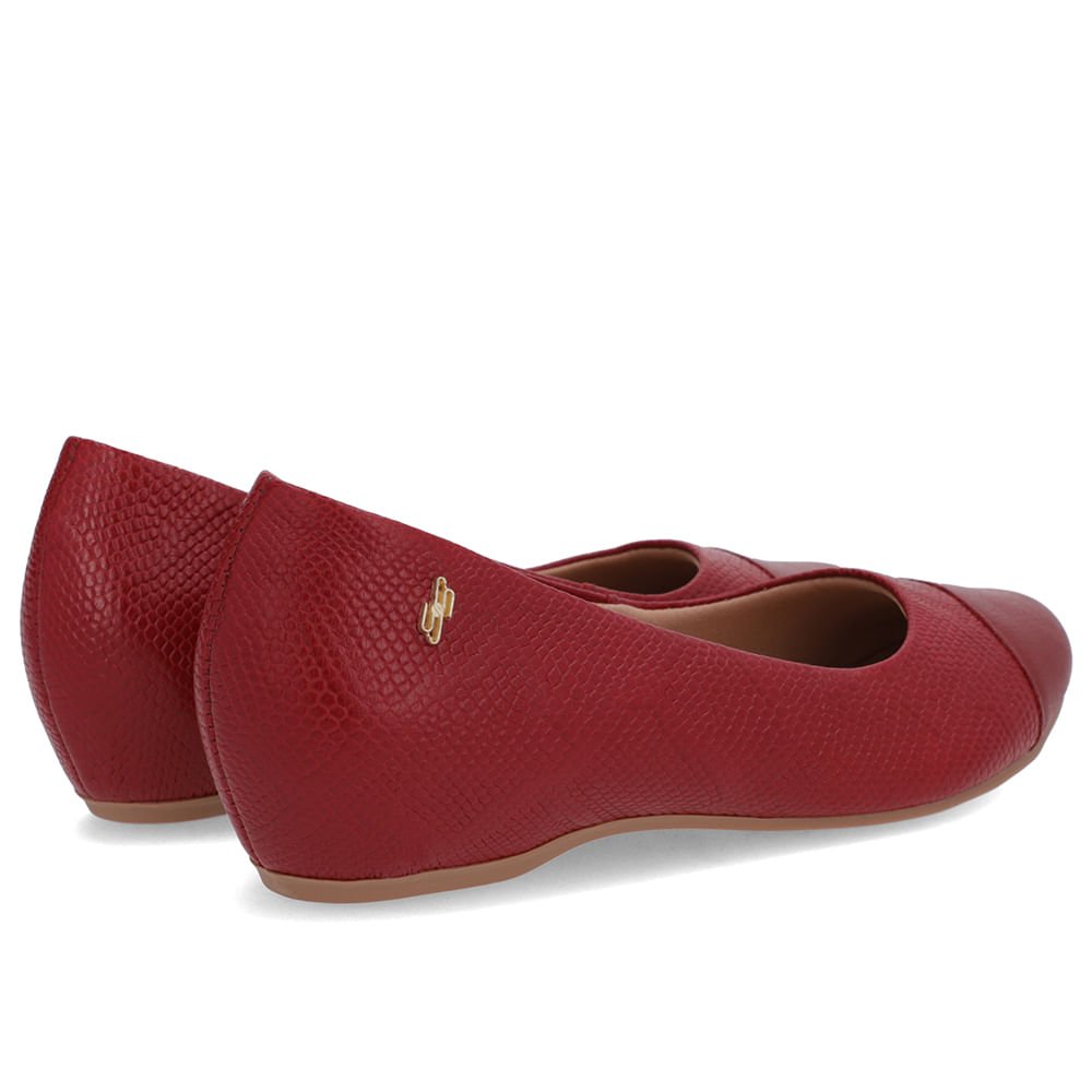 Sapatilha Vermelha Couro Salto Embutido Vermelho 3