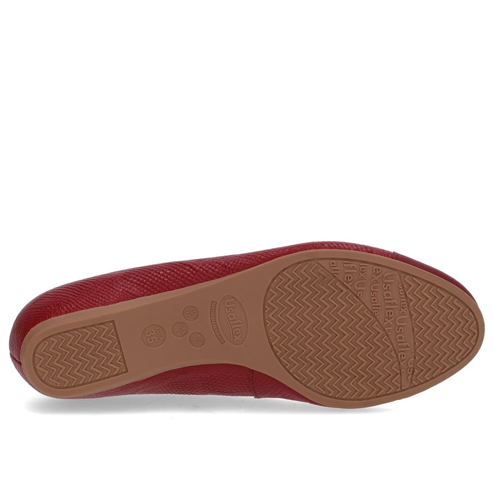 Sapatilha Vermelha Couro Salto Embutido Vermelho 5