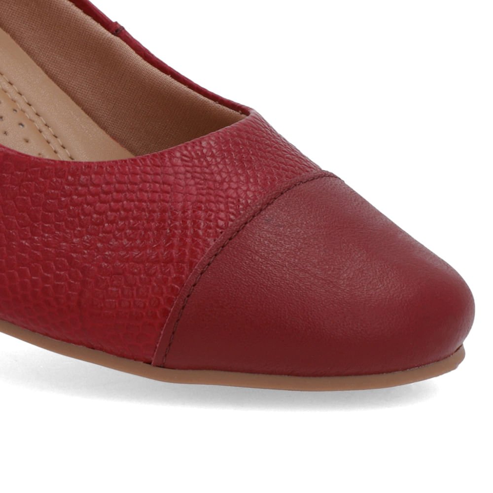 Sapatilha Vermelha Couro Salto Embutido Vermelho 4