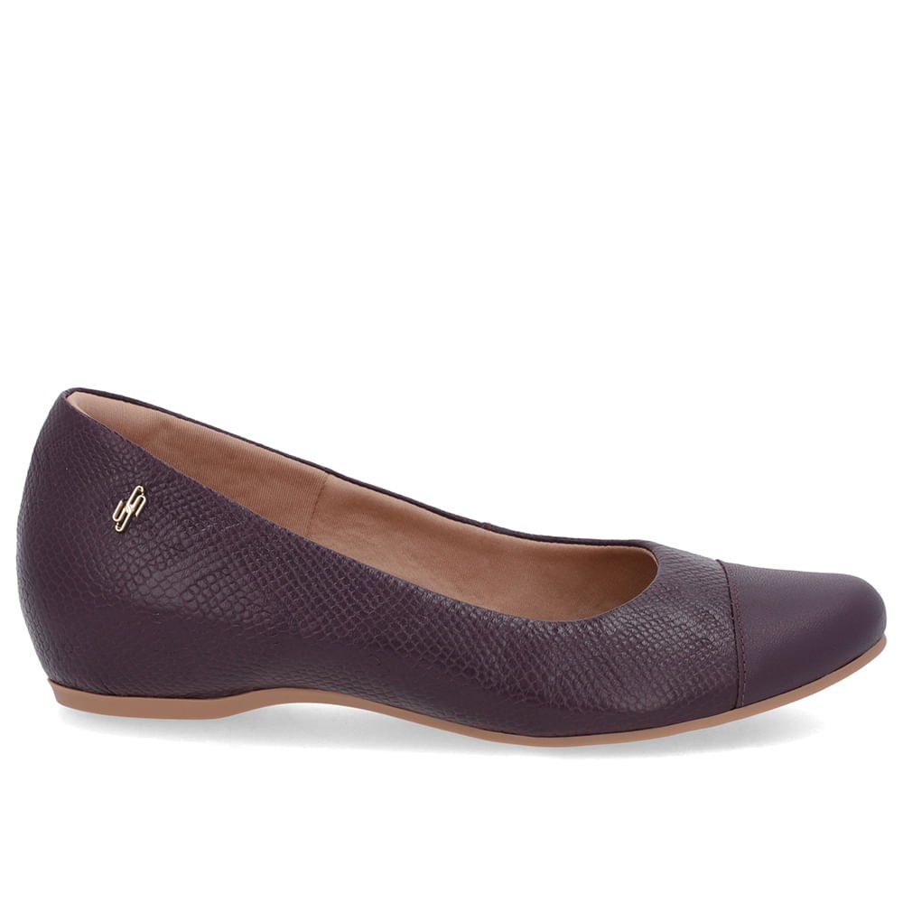 Sapatilha Roxa Couro Salto Embutido