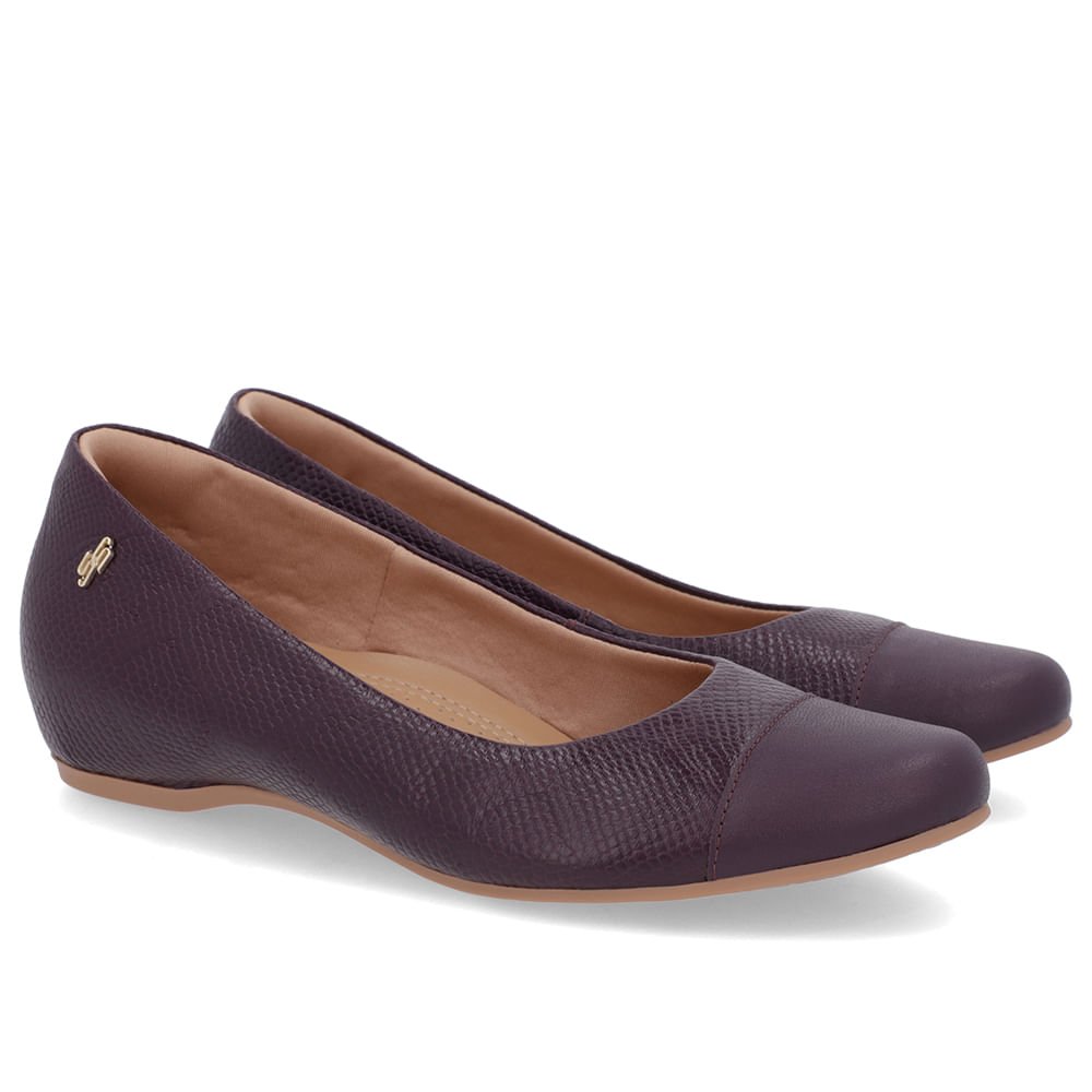 Sapatilha Roxa Couro Salto Embutido Roxo 2