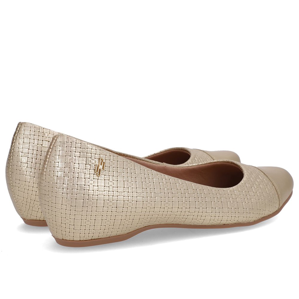 Sapatilha Dourada Couro Salto Embutido Dourado 3