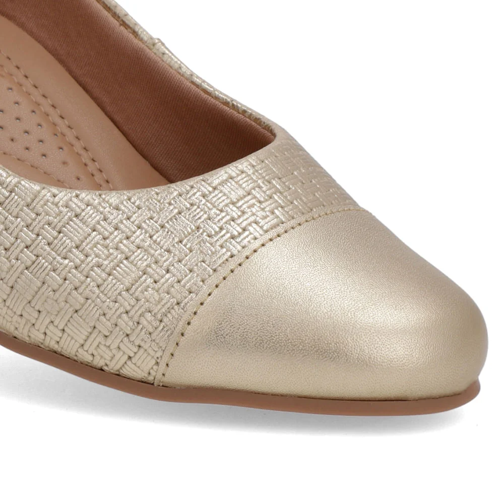 Sapatilha Dourada Couro Salto Embutido Dourado 4