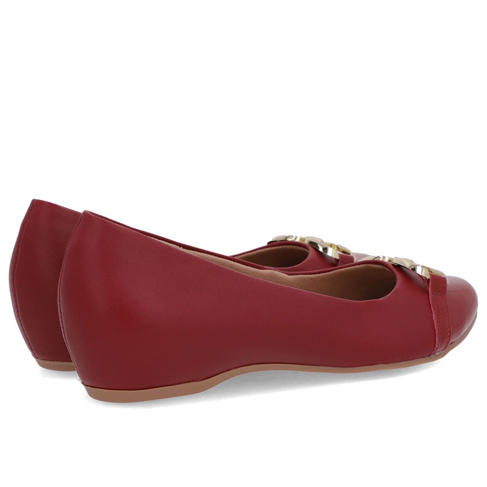 Sapatilha Vermelha Couro Salto Embutido Enfeite Vermelho 3